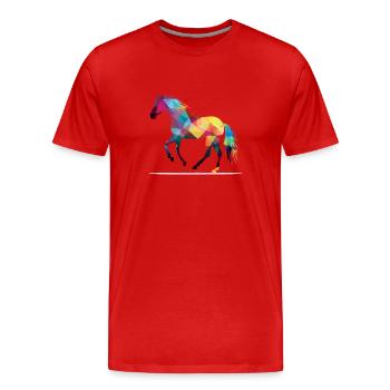 Akol le cheval multicolore - T-shirt bio Premium Homme - rouge - Devant - Damien (186cm)