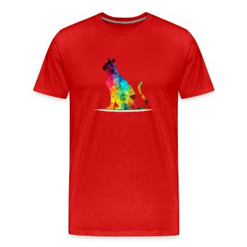 Pacho le chat multicolore - T-shirt bio Premium Homme - rouge - Devant - Damien (186cm)
