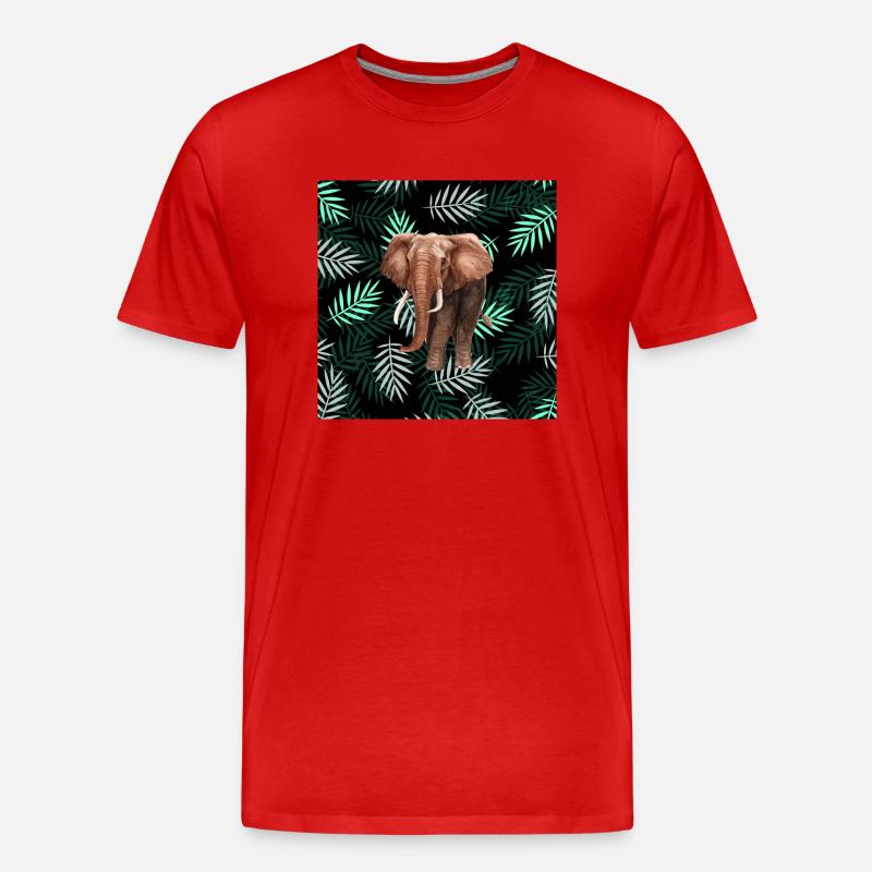 Palmen-Muster, Elefant Palm Pattern, Elephant - Männer Premium Bio T-Shirt - Rot