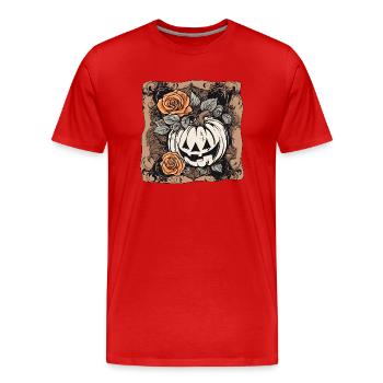 Halloween / Kürbis / Herbst / Feiertag / orange - Männer Premium Bio T-Shirt - Rot - Vorne - Damien (186cm)
