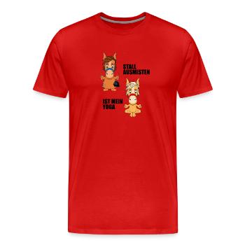 PFERDE - PFERD - STALL AUSMISTEN IST MEIN YOGA - Männer Premium Bio T-Shirt - Rot - Vorne - Damien (186cm)