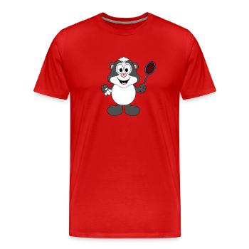 STINKTIER - SPORT - FEDERBALL - BADMINTON - Männer Premium Bio T-Shirt - Rot - Vorne - Damien (186cm)