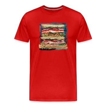 Sandwich / Sandwich / Nourriture / Épicerie - T-shirt bio Premium Homme - rouge - Devant - Damien (186cm)