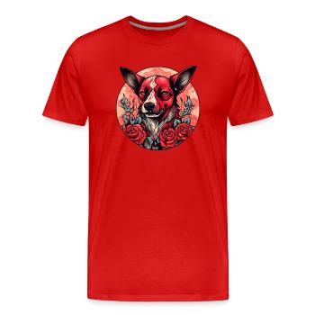 Chien de l’enfer - T-shirt bio Premium Homme - rouge - Devant - Damien (186cm)