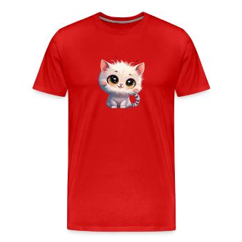 Cute white kitten - Men's Premium Organic T-Shirt - red - Front - Damien (186cm)
