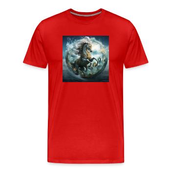 Wassermann Pferd - Männer Premium Bio T-Shirt - Rot - Vorne - Damien (186cm)