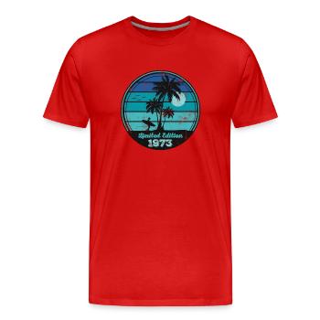 1973 Vintage - Männer Premium Bio T-Shirt - Rot - Vorne - Damien (186cm)