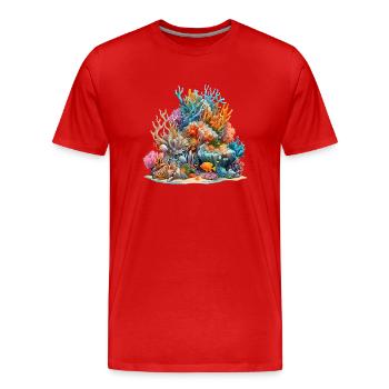 La Grande Barrière de Corail, une merveille de la nature - T-shirt bio Premium Homme - rouge - Devant - Damien (186cm)