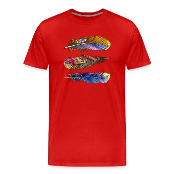 Feder - Männer Premium Bio T-Shirt - Rot - Vorne - Damien (186cm)
