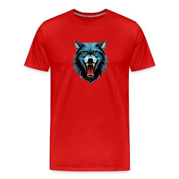 Wolf - Männer Premium Bio T-Shirt - Rot - Vorne - Damien (186cm)
