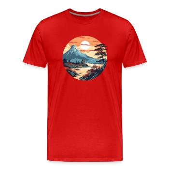 Dämmerung über den japanischen Bergen - Männer Premium Bio T-Shirt - Rot - Vorne - Damien (186cm)