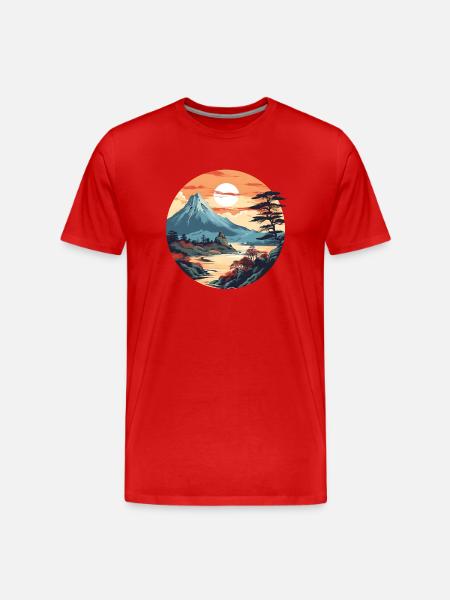 over the Japanese Mountains - Men's Premium Organic T-Shirt - red