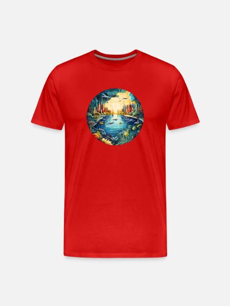 Fantastic underwater city - Men's Premium Organic T-Shirt - red