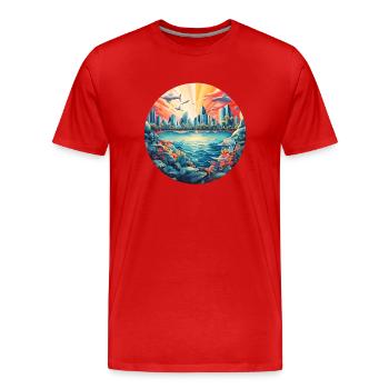 Une ville sur l’eau - T-shirt bio Premium Homme - rouge - Devant - Damien (186cm)