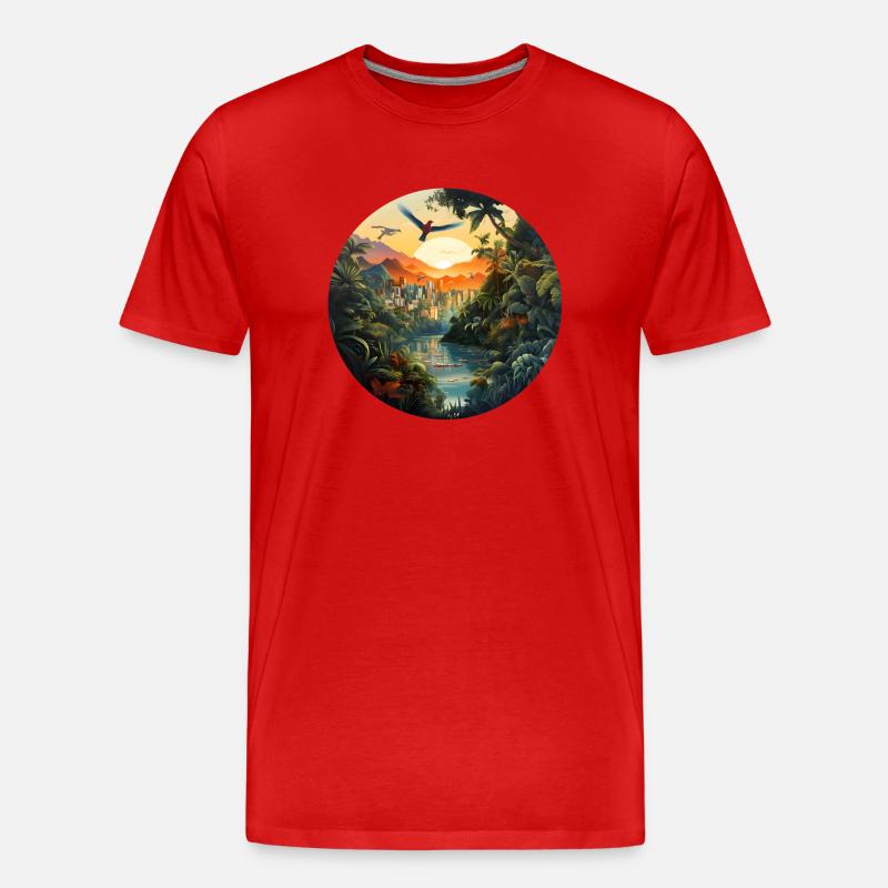 Eine Stadt im Amazonas - Männer Premium Bio T-Shirt - Rot