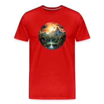 A deserted tropical island - Men's Premium Organic T-Shirt - red - Front - Damien (186cm)