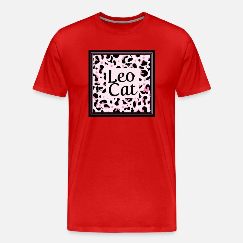 Leo Cat Leopard Design - Männer Premium Bio T-Shirt - Rot