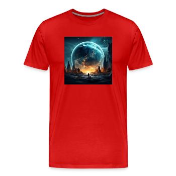 Collision Galatique - T-shirt bio Premium Homme - rouge - Devant - Damien (186cm)