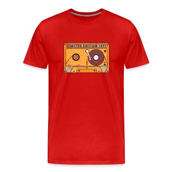 Vintage 1977 - Männer Premium Bio T-Shirt - Rot - Vorne - Damien (186cm)