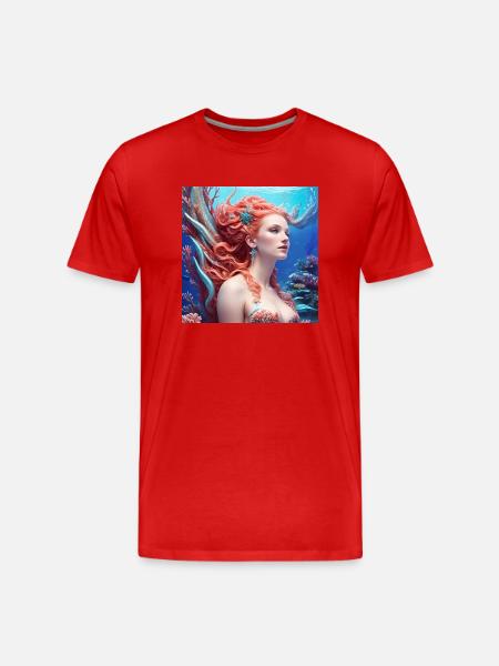 Meerjungfrau - Männer Premium Bio T-Shirt - Rot