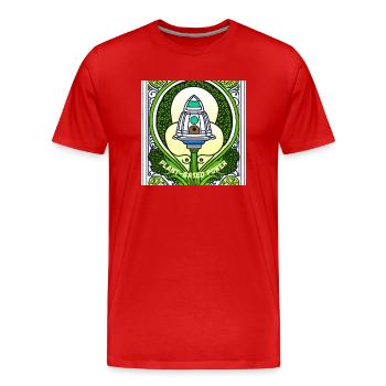 Brokkoli im Jugendstil auf pflanzlicher Basis - Männer Premium Bio T-Shirt - Rot - Vorne - Damien (186cm)