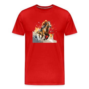 Pferderennen sind spannende Sportereignisse - Männer Premium Bio T-Shirt - Rot - Vorne - Damien (186cm)