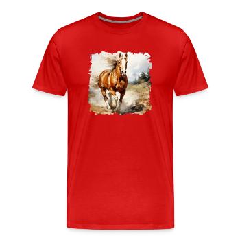 Les chevaux sont des compagnons fidèles - T-shirt bio Premium Homme - rouge - Devant - Damien (186cm)