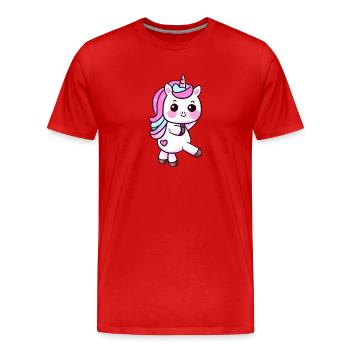 Licorne Mythique Animal Licorne Fille Licornes - T-shirt bio Premium Homme - rouge - Devant - Damien (186cm)