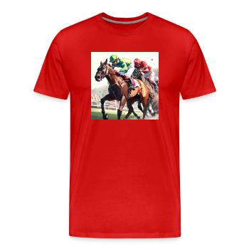 Pferde-Sprint - Männer Premium Bio T-Shirt - Rot - Vorne - Damien (186cm)
