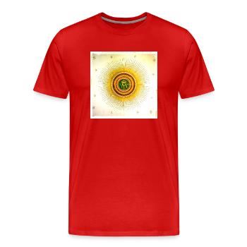 Monogram of Virgin MAry - Men's Premium Organic T-Shirt - red - Front - Damien (186cm)