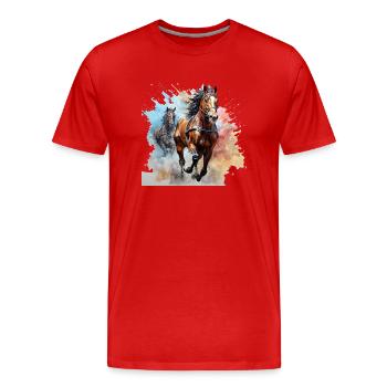 Quand les chevaux courent - T-shirt bio Premium Homme - rouge - Devant - Damien (186cm)