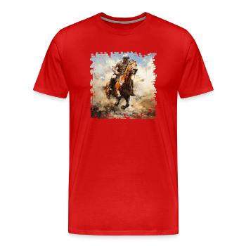 Les courses de chevaux sont un sport équestre - T-shirt bio Premium Homme - rouge - Devant - Damien (186cm)