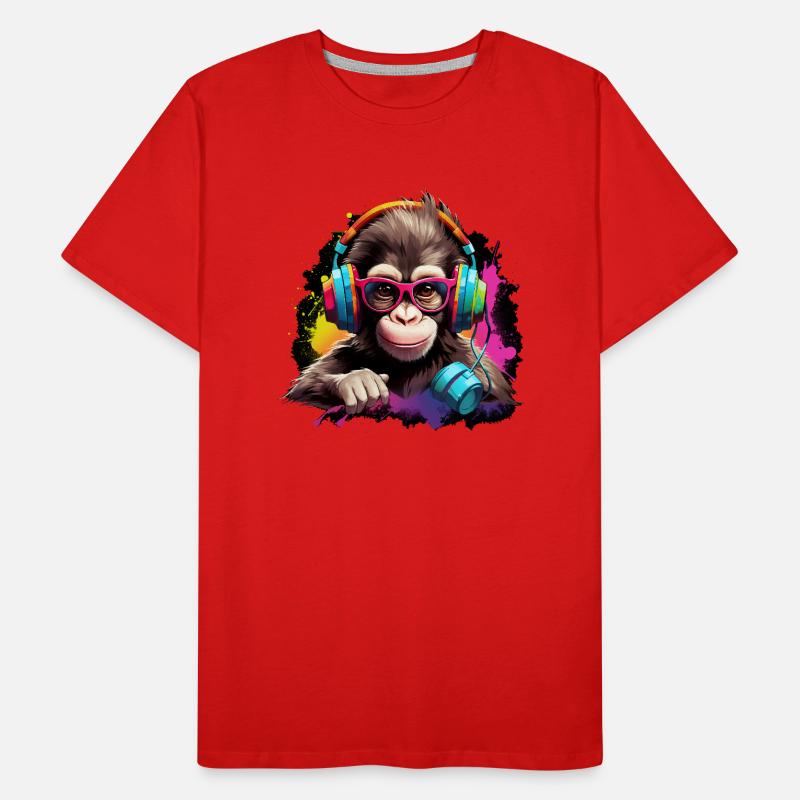 Baby Affe mit Headset Monkey Witzig Männer Premium Bio T-Shirt