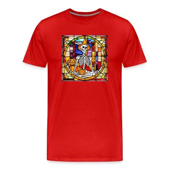 Halloween Stained Glass - Men's Premium Organic T-Shirt - red - Front - Damien (186cm)