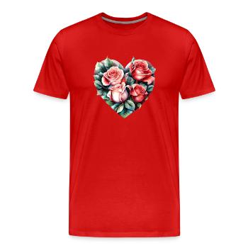 Saint-Valentin, Amour, Fiançailles, Fête des mères, Mariage - T-shirt bio Premium Homme - rouge - Devant - Damien (186cm)