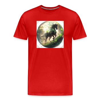 The Noble Stallion - Men's Premium Organic T-Shirt - red - Front - Damien (186cm)