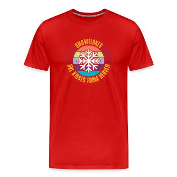 Schneeflocke - Männer Premium Bio T-Shirt - Rot - Vorne - Damien (186cm)