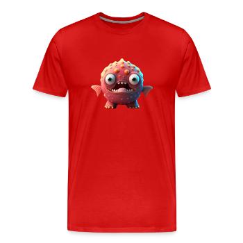Joyeux Halloween mignon monstre marin langue effrayante - T-shirt bio Premium Homme - rouge - Devant - Damien (186cm)