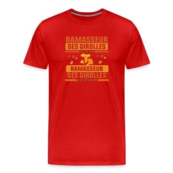 Ramasseur des Girolles Un Jour Cadeau Girollee - T-shirt bio Premium Homme - rouge - Devant - Damien (186cm)