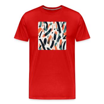 Modernes Pinselstrichdesign - Männer Premium Bio T-Shirt - Rot - Vorne - Damien (186cm)