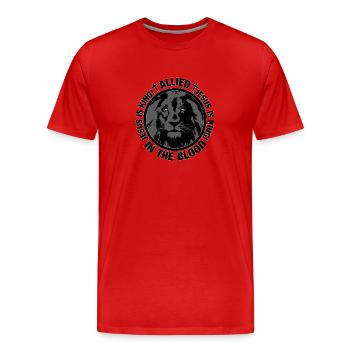 Verbündet im Blut Jesu - Männer Premium Bio T-Shirt - Rot - Vorne - Damien (186cm)