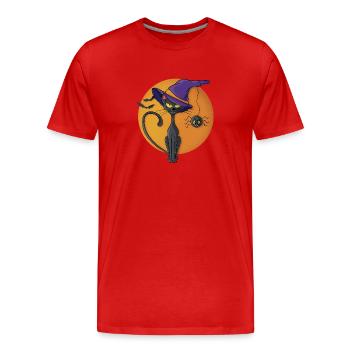 Chat noir et araignée - T-shirt bio Premium Homme - rouge - Devant - Damien (186cm)