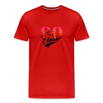 Vintage 1980-80th Anniversary - Men's Premium Organic T-Shirt - red - Front - Damien (186cm)