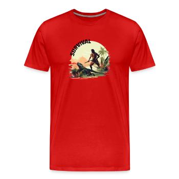 Survival Men kämpft mit Leguan - Männer Premium Bio T-Shirt - Rot - Vorne - Damien (186cm)