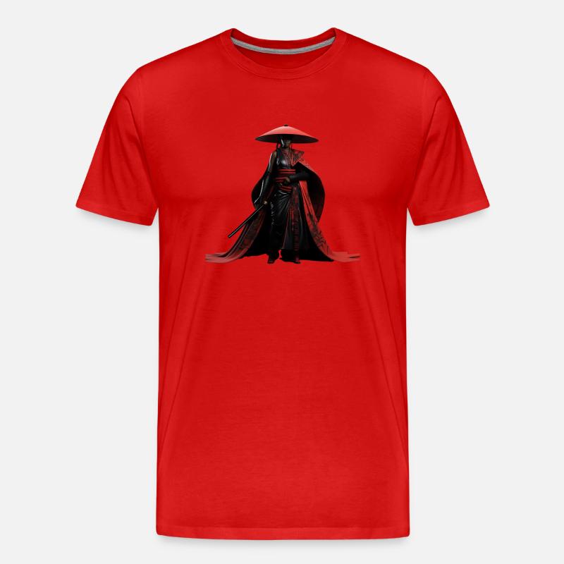 SCHWARZER SAMURAI - Männer Premium Bio T-Shirt - Rot