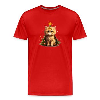 Chaton de Noel allumé - T-shirt bio Premium Homme - rouge - Devant - Damien (186cm)