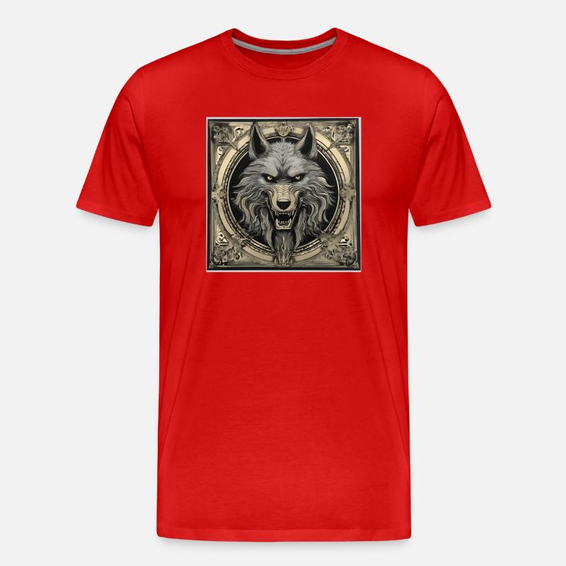 Wolf Emblem - Männer Premium Bio T-Shirt - Rot