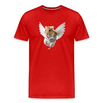 Winged hamster - Men's Premium Organic T-Shirt - red - Front - Damien (186cm)
