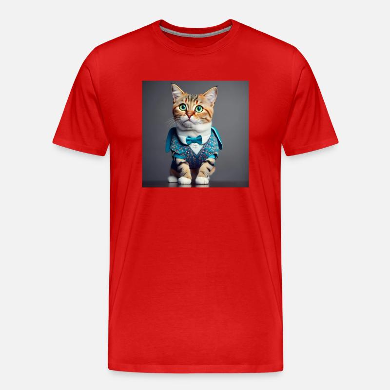 Katzengrüne Augen - Männer Premium Bio T-Shirt - Rot