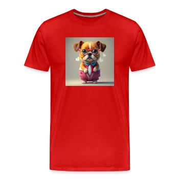 dog red glasses - Men's Premium Organic T-Shirt - red - Front - Damien (186cm)